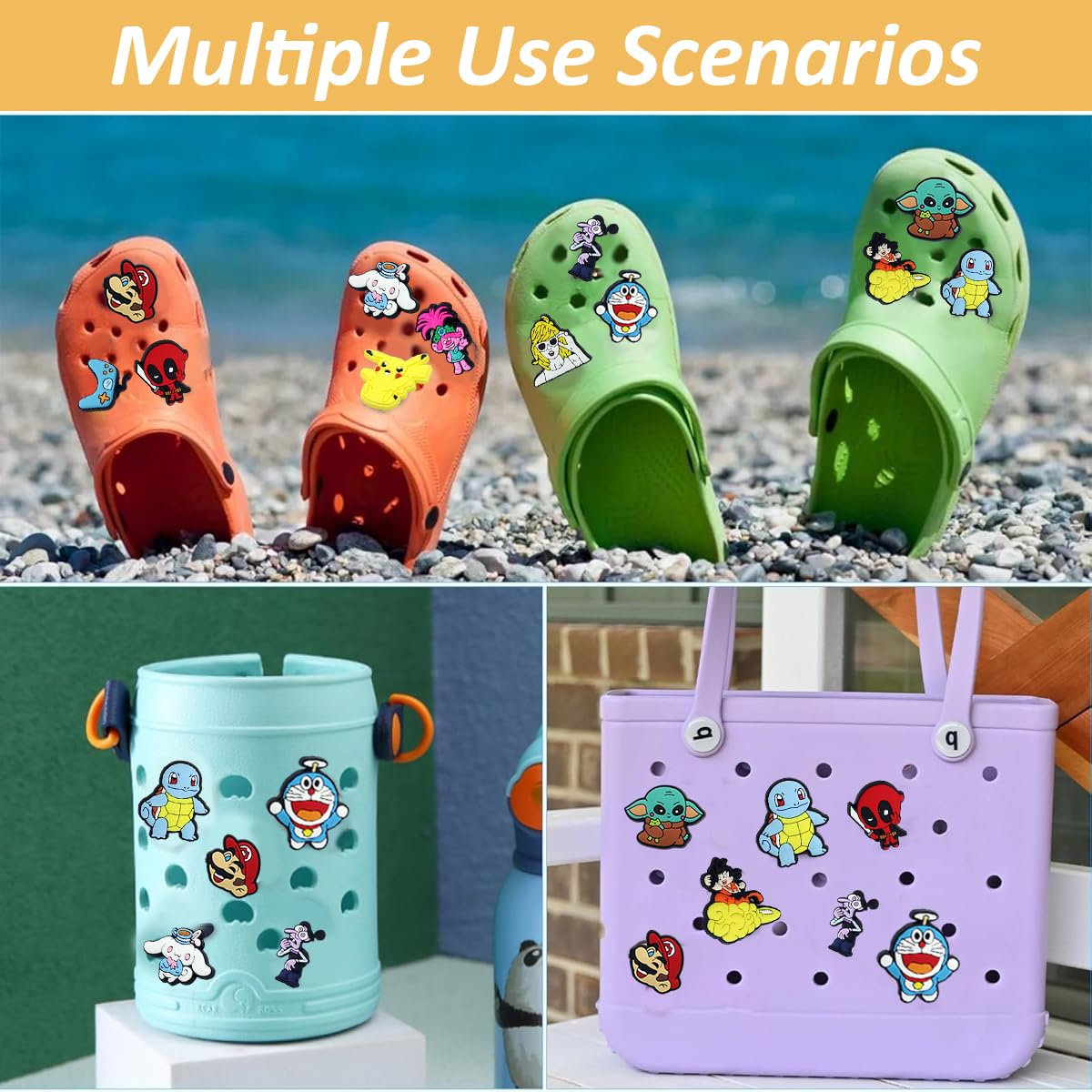 MAYCREATE 12Pcs Clog Shoe Charms Cute Cartoon Character Series Shoe Charms Assorted Rubber Shoe Charms Flat Rubber Shoe Charms Reuseable Casual Clogs DIY Decoration Charms Kids Clogs Charms