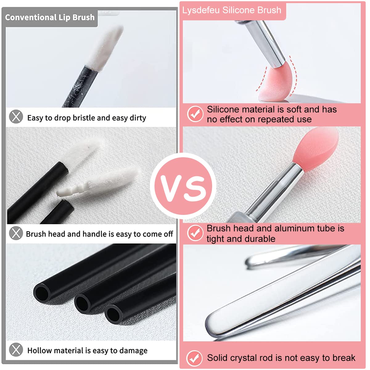 MAYCREATE 3pcs Lip Brush for Lipstick, Reusable Silicone Lip Applicator with Cover, Retractable Lip Scrub Brush for Lip Gloss, Lip Cream, Lip Masks Applying Makeup Tools