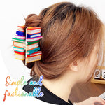 MAYCREATE Claw Clips for Women featuring Creative Book Design Acrylic Holder | 2Pcs Set