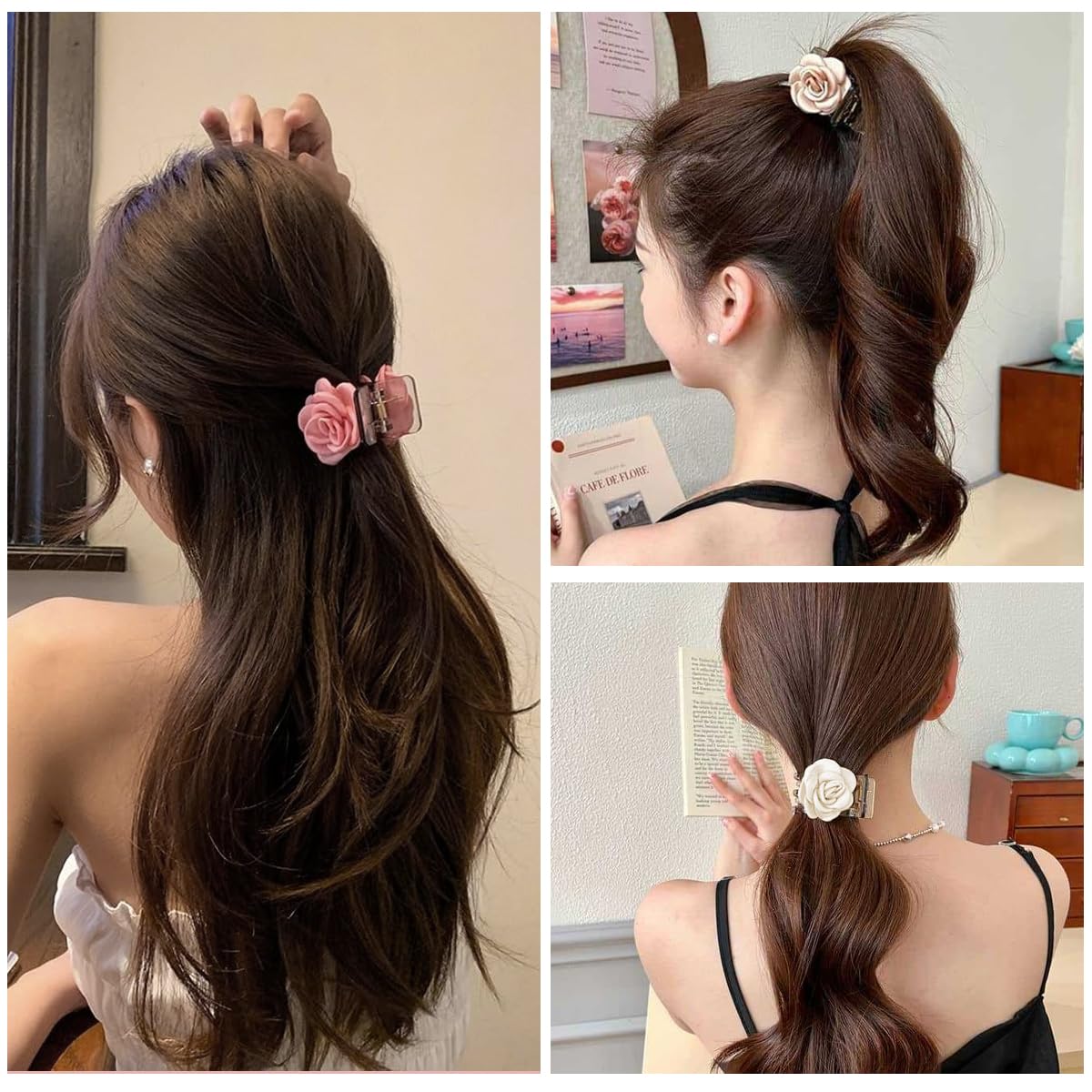 MAYCREATE Claw Clips for Half Updos with Spring Loaded Clamp and 1.57 in Acrylic Design | Women Hair Accessories