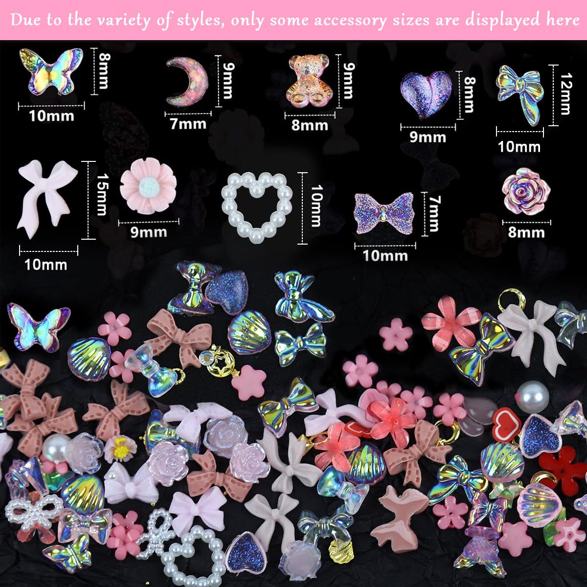 MAYCREATE 3D Flower Nail Charms for Manicure DIY Crafts featuring Acrylic Gems & Pearls | Pink