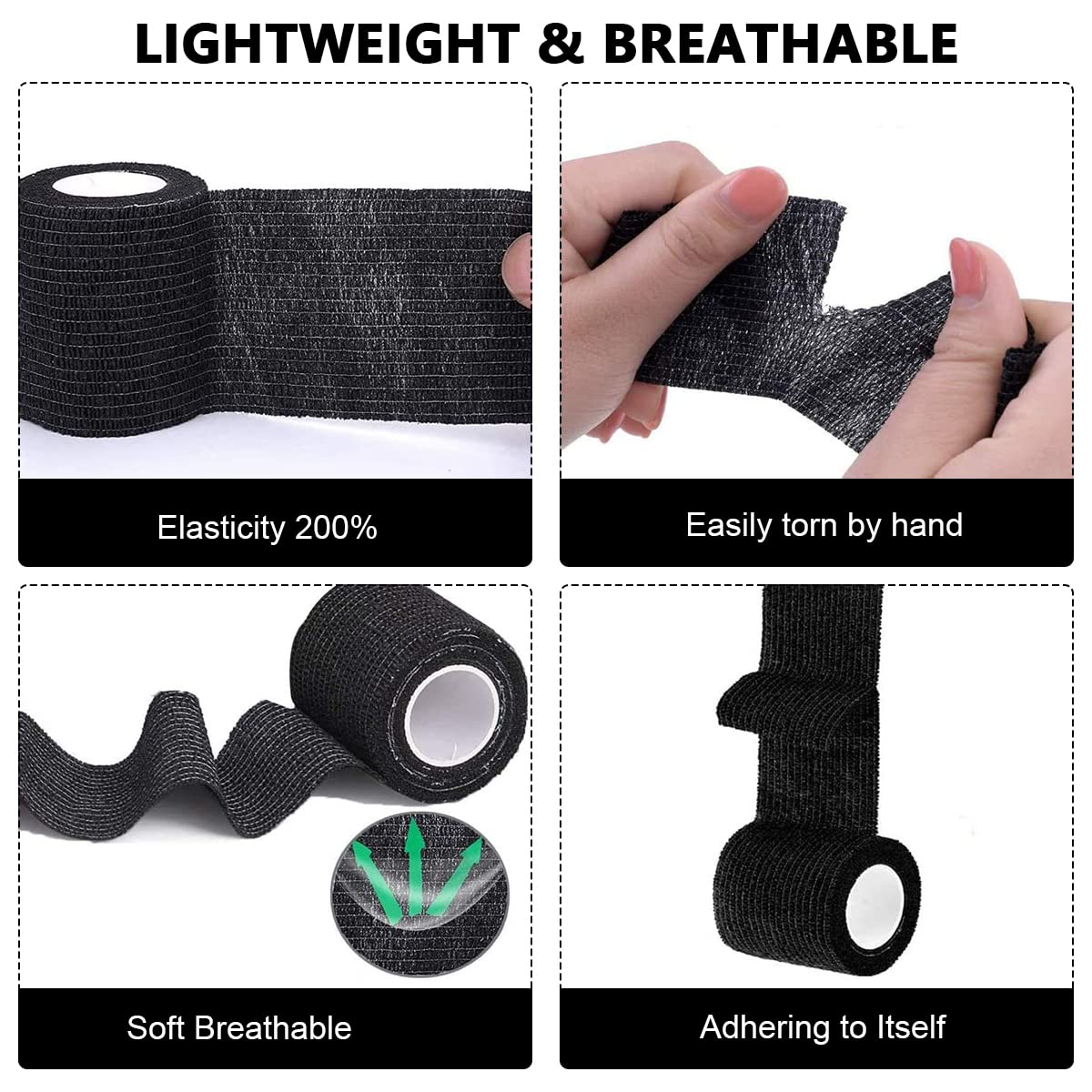 MAYCREATE 6 Roll Crepe Bandage Self Adhesive Crepe Bandage Elastic Strethy Crepe Bandage for Tattoo Grip Cover Small Wound Cohesive Tape Wrap Crepe Bandage Medical Tape Bandage Tape