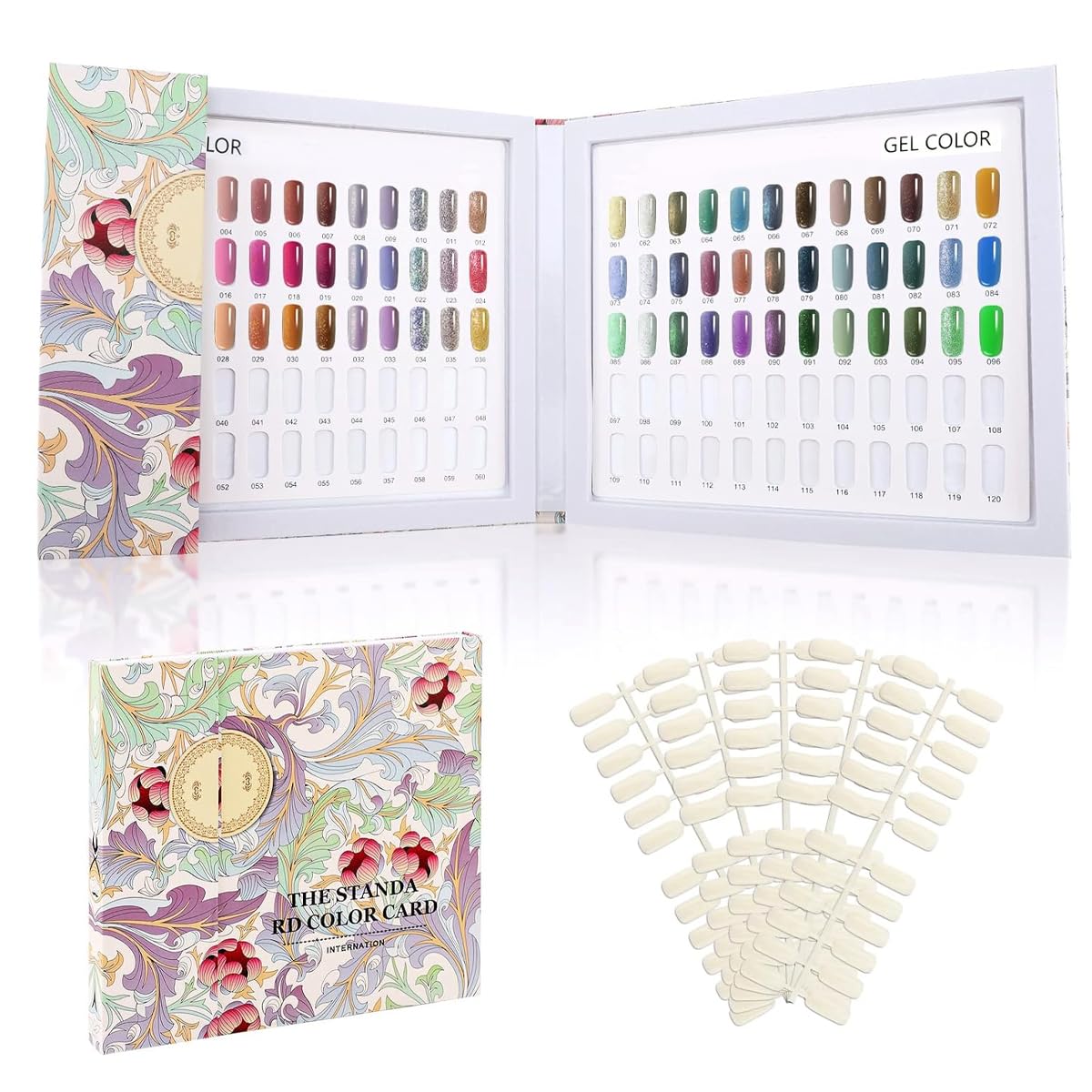 MAYCREATE Nail Color Chart Display Book with 120 False Nail Tips for Salon and Home Use | Hard Cover Organizer for Gel and Acrylic Swatches