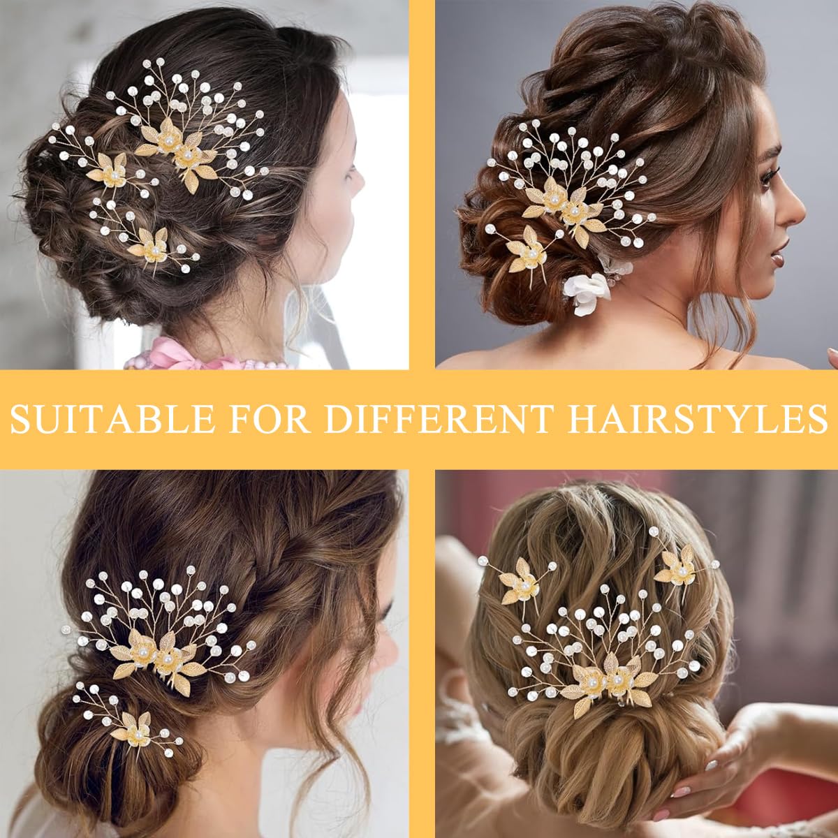 MAYCREATE Wedding Hair Pins for Brides featuring 5Pcs Alloy Pearl Floral Design | Elegant Updo Accessories