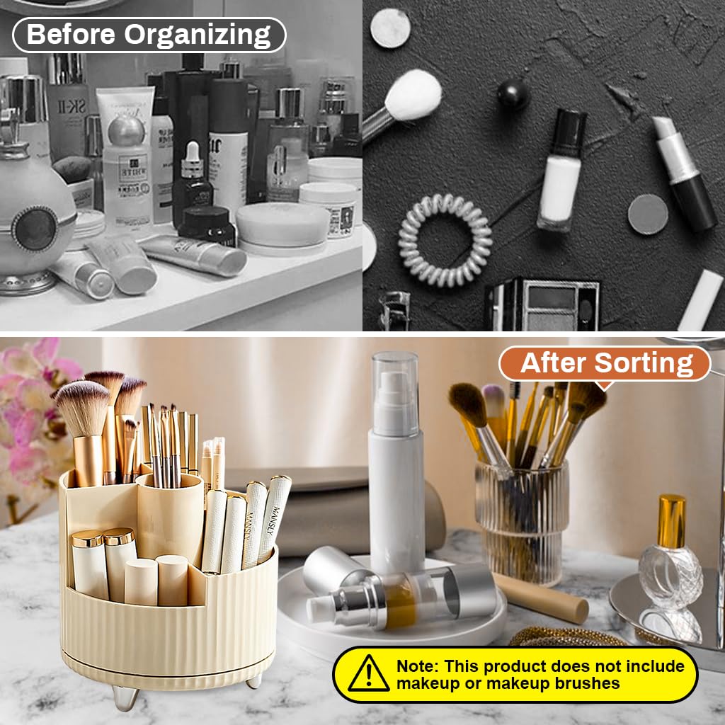MAYCREATE Makeup Organizer Box for Vanity with 360° Rotating Design and 14.7×14.3 cm Size | ABS Storage for Women