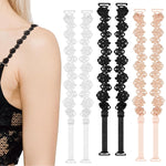 MAYCREATE Bra Straps Replacement for Dresses and Vests featuring Adjustable Lace Flower Design | 3 Pairs in White Beige and Black