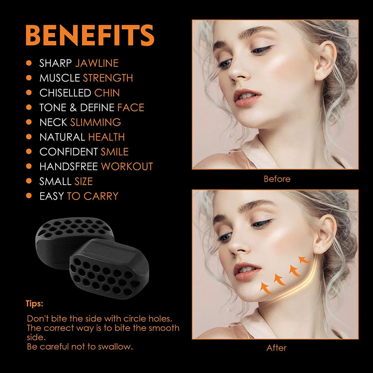 MAYCREATE Jawline Exerciser for Face and Neck Toning 6PCS with Food‑Grade Silicone | Men and Women Double Chin Reducer