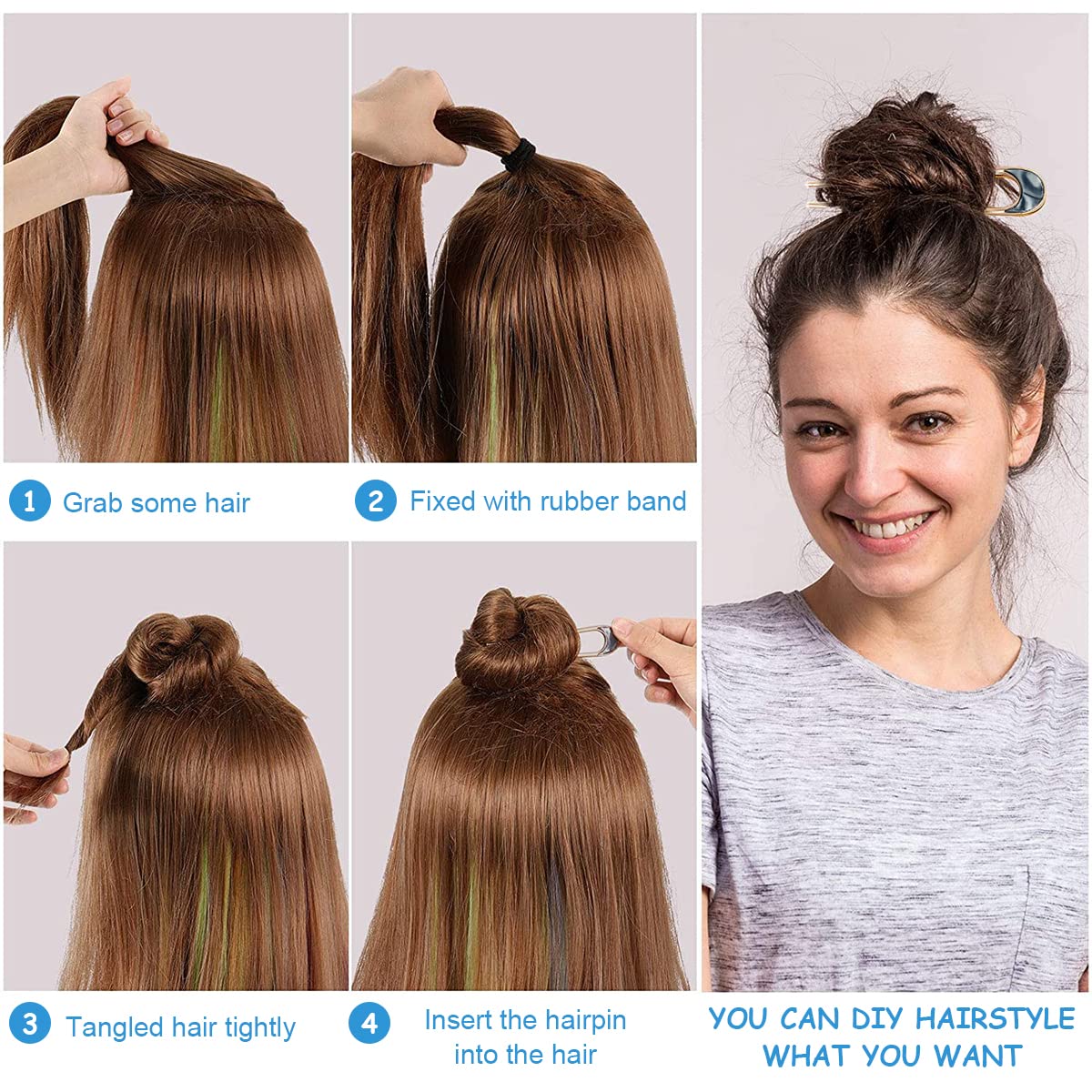 MAYCREATE Magic Grip Hair Pins for Buns with 12pcs 10.5cm U Shaped Metal Design | Women Accessories