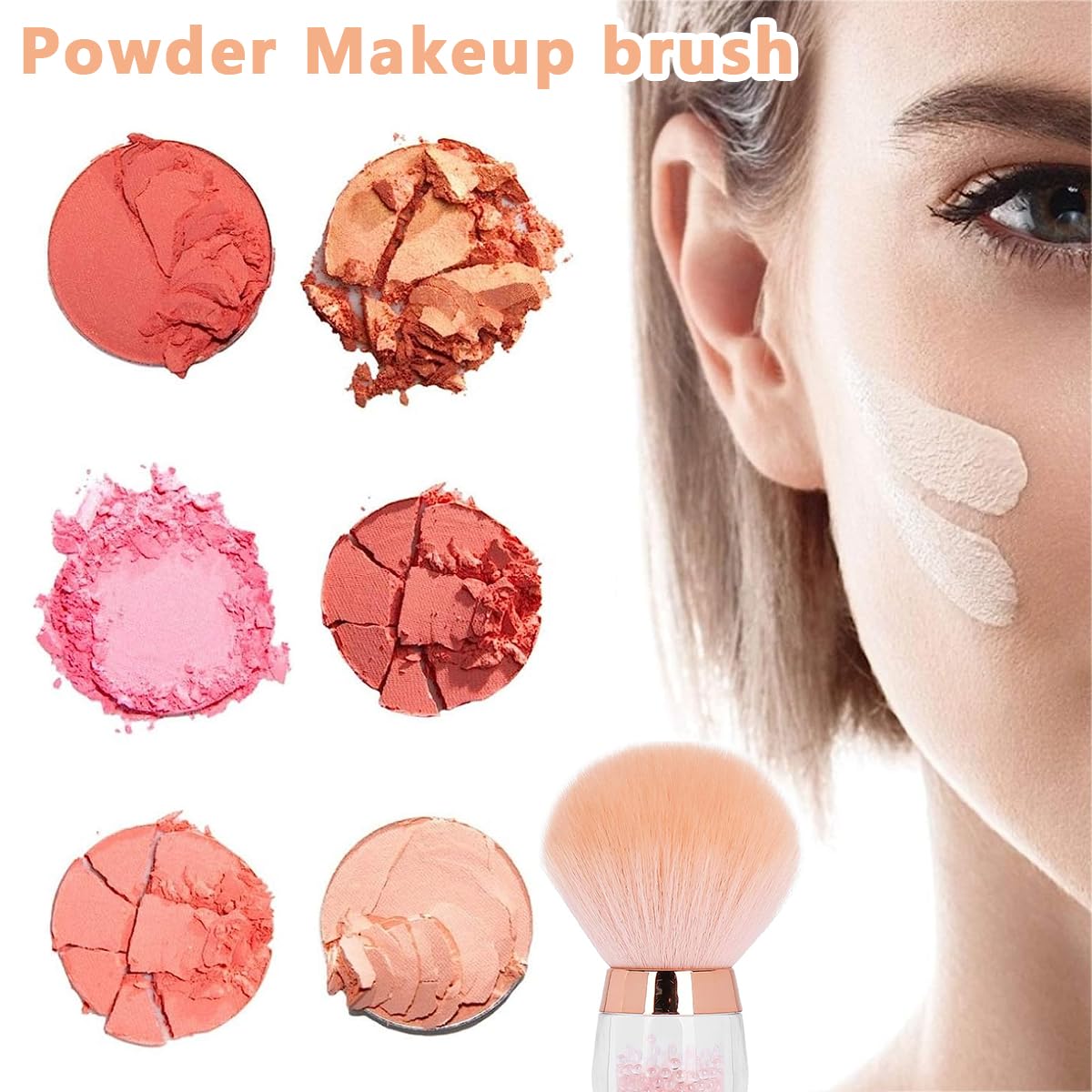 MAYCREATE Large Powder Brush for Makeup, Stand-up Fluffy Makeup Brush for Applying Pressed or Loose Powder, Creative Bendable Handle Beauty Foundation Makeup Brushes