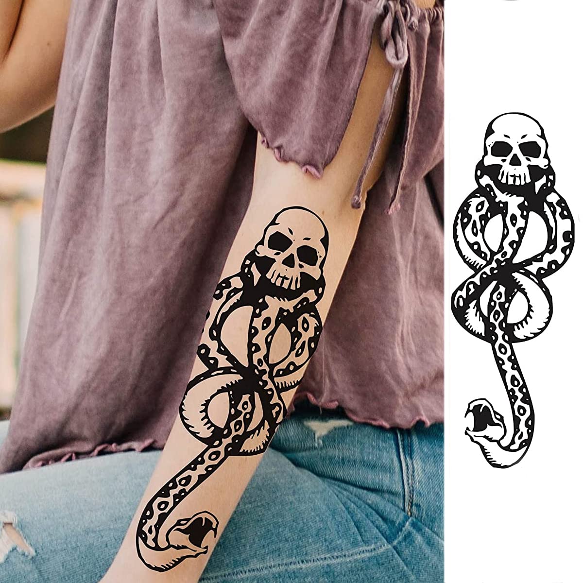 MAYCREATE Temporary Tattoo Stickers for Men with 35 Sheets Waterproof & Beast Designs | DIY Body Art