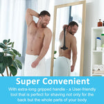 MAYCREATE Body Back Shaver for Men with 18 Inch Handle and Silicone Scrubber Pad | Includes 5 Stainless Steel Razors