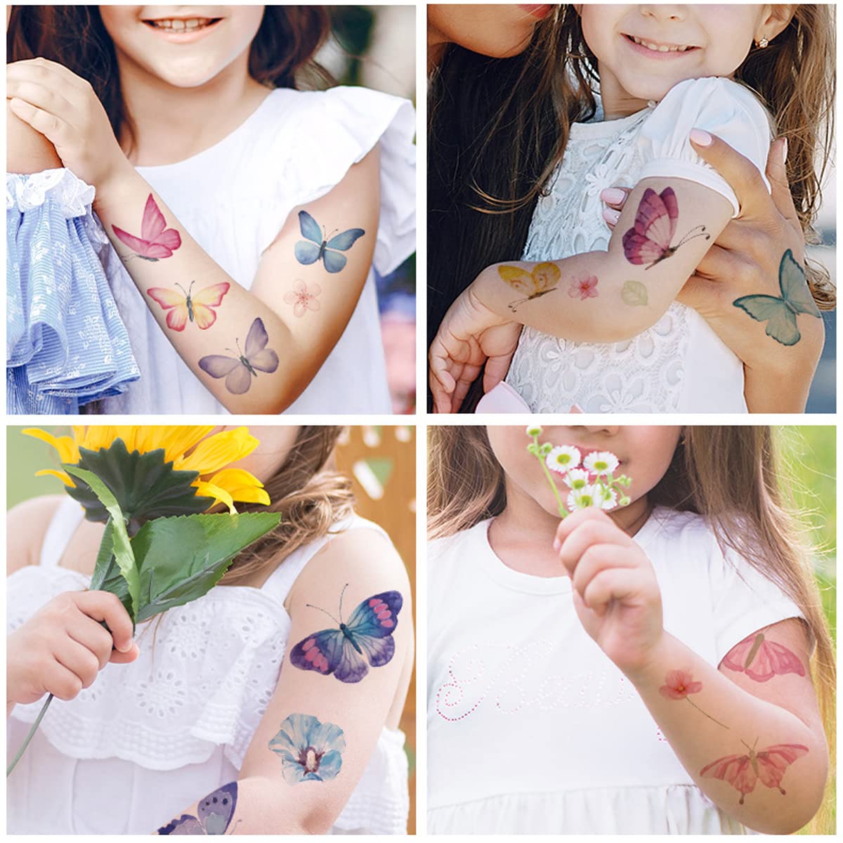 MAYCREATE Butterfly Tattoo Stickers for Face and Arm featuring 10 Sheets 12×6 cm Waterproof Designs