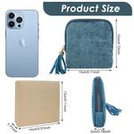 MAYCREATE Jewelry Storage Pouch for Rings Earrings and Necklaces 13x11.5cm with Tassel Zipper | Soft Blue Organizer for Travel