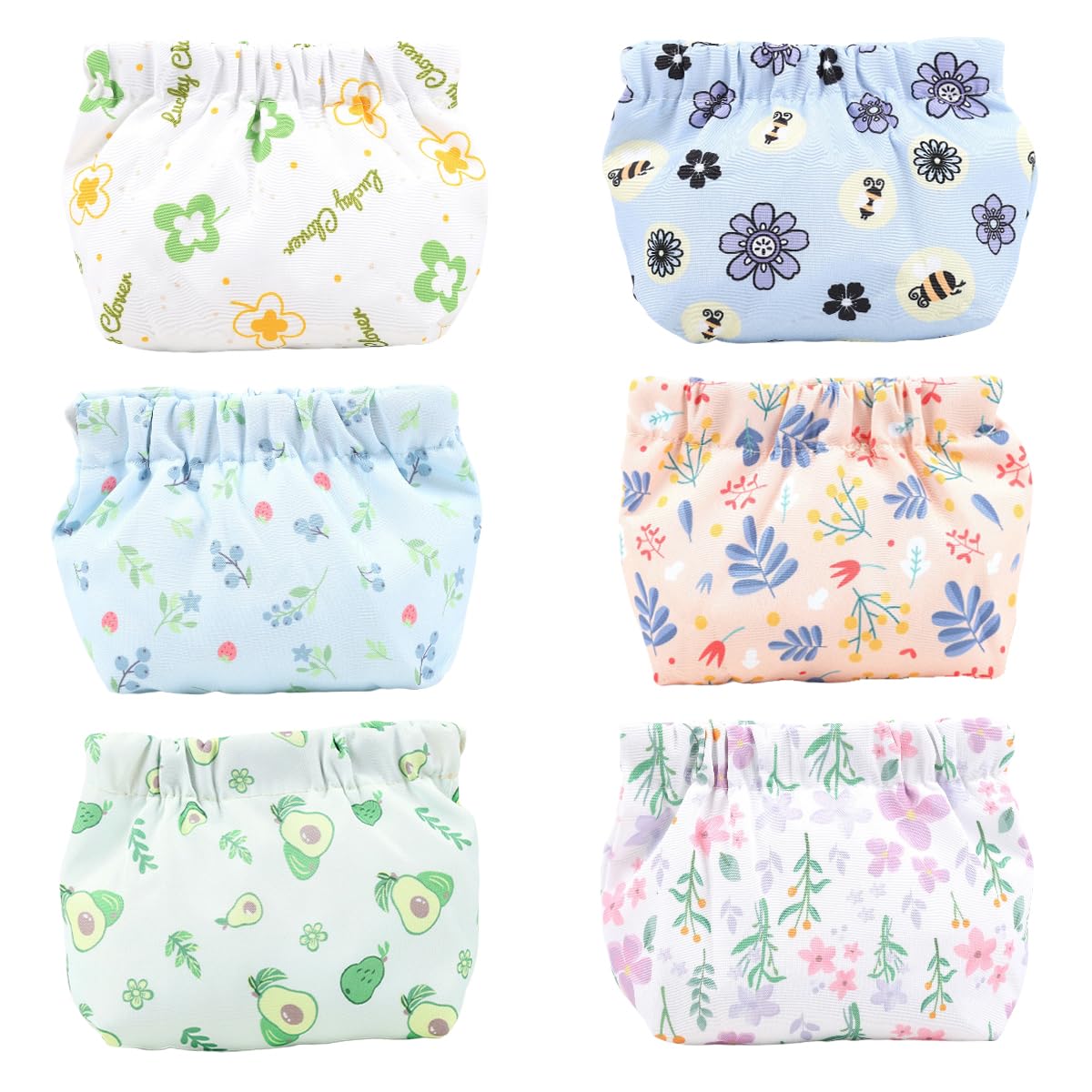 MAYCREATE® 6pcs Makeup Small Pouches for Women Girls, Travel Cute Cosmetic Bag Make Up Pouch for Woman, Mini Small Bags for Women, Portable Coin Pouch Self-Closing Organizer for Makeup Tools