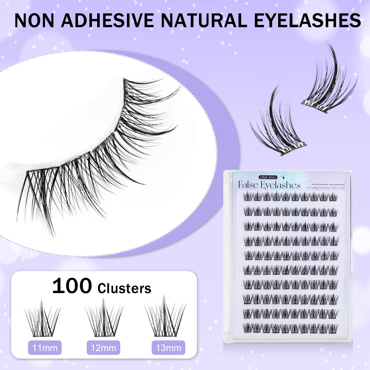 MAYCREATE® 120Pcs Self Adhesive Eyelashes, Self Adhesive Eyelash Clusters, Lash Clusters Press On Lashes Self Stick Cluster Lashes Pre Glued Eyelash Clusters with Tweezer No Glue Needed, 11-13mm