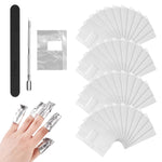 MAYCREATE 200Pcs Nail Polish Remover Foil Wraps with Pre-soaked Acetone-based Cotton Pads Gel Nail Polish Remover Wraps Finger Nail Polish Removal Tool with Cuticle Pusher & Nail Filer