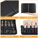 MAYCREATE Makeup Brush Holder Bag Portable Travel Makeup Organizer Bag Foldable Zipper Cosmetic Makeup Brush Pouch Storage Case with 29 Elastic Pockets