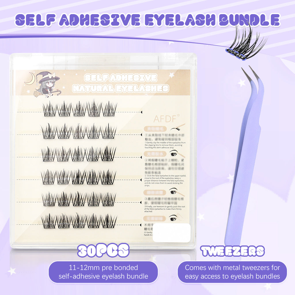 MAYCREATE 30PCS Eyelash Clusters, Wispy Lash Clusters Natural Lashes Clusters 11-12mm DIY Cluster Eyelash Extensions D Curl Individual Lashes Cluster Eyelashes Clusters for DIY Lash Extension