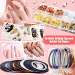 MAYCREATE 3D Nail Art Stamping Kit, 3D Nail Art Tools with Pen & Brush Painting Polish Design Kit Nail Art Stickers Nail Foil Tape Strips and Nails Art Rhinestones