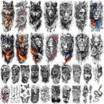 MAYCREATE Temporary Tattoo Stickers for Men with 34 Waterproof Sheets | Beast Arm Designs