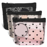 MAYCREATE® 3Pcs Small Pouches for Women, Mini Mesh Lipstick Makeup Pouch, Zipper Coin Pouch Purse, Heart Prints Small Pouch Cosmetic Bags, See-through Accessories Storage Organizer, 12x9cm
