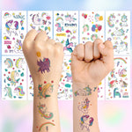 MAYCREATE Temporary Tattoo Stickers for Kids Girls 10 Sheets Waterproof Unicorn Designs | Safe for Parties and Festivals
