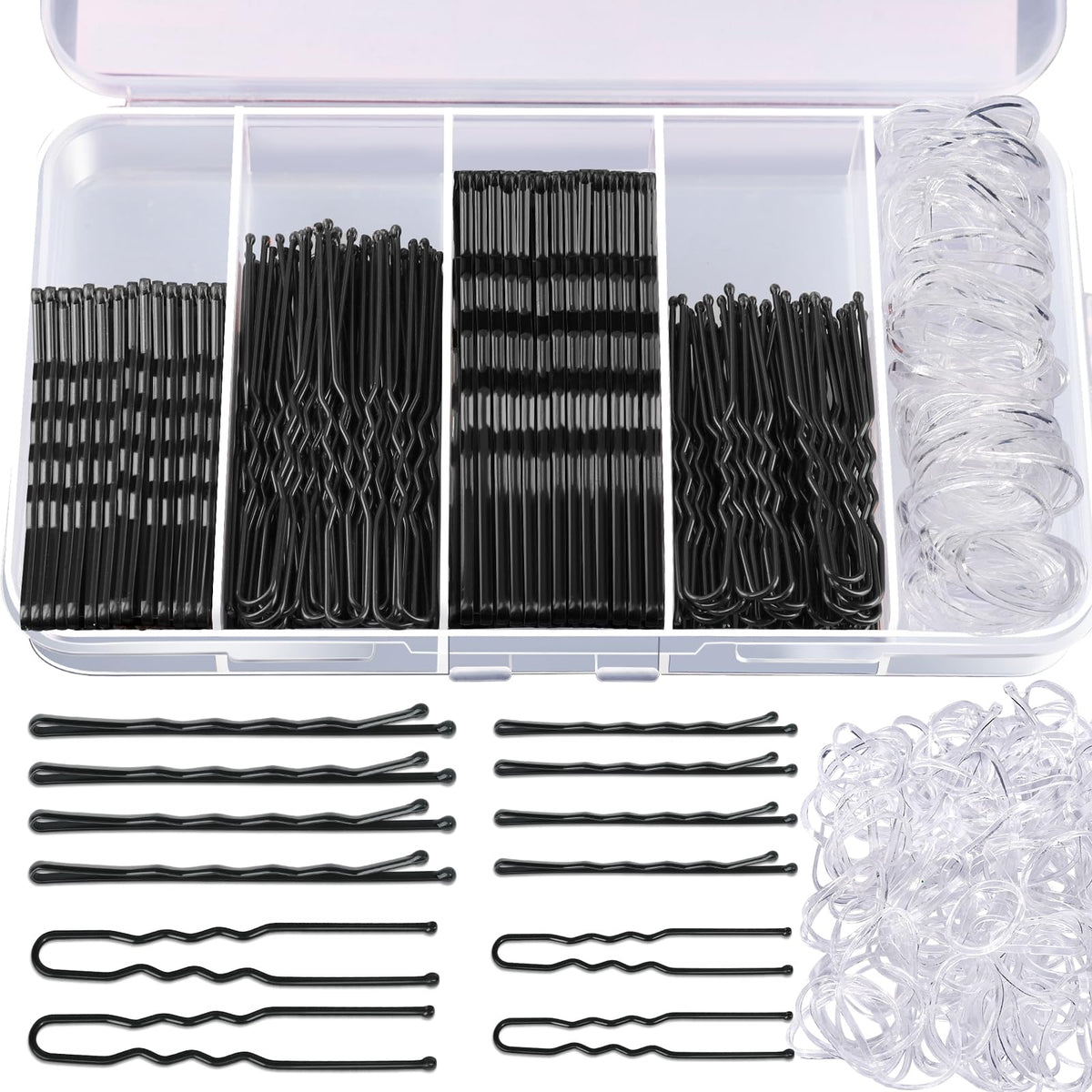 MAYCREATE® 300pcs Hair Pins Kit, 100 Black and 100 Women Hair Pins