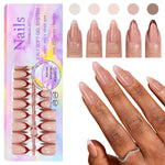 MAYCREATE 150Pcs Almond Shape Nails Nude Color Press On Nails with 24Pcs Adhesive Nail Tabs DIY Nail Art Nail Extension Press on Fake Nails Full Cover Press On Nails Colored Tip Almond Fake Nail