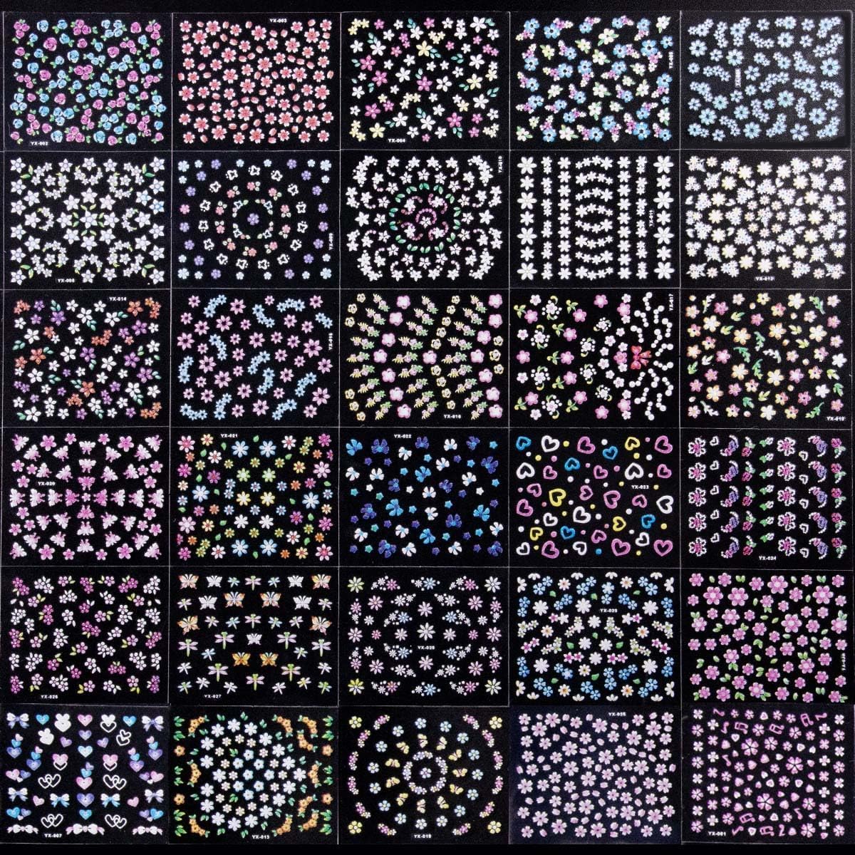 MAYCREATE Nail Art Stickers for DIY Manicures featuring 60 Sheets Mini Colorful Daisies | Easy Self-Adhesive Embossing Design