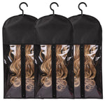 MAYCREATE® 3PCS Hair Extension Holder Wig Storage Bags with Hanger Wig Holder for Multiple Wigs Hanger Dust-proof Storage Organizer with Hook Hair Extensions, wigs & accessories (Black)