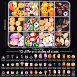 MAYCREATE® 3D Cartoon Nail Charms 12-Style Kawaii Sweetly Stylish Nail Art Charms DIY Nail Art Supplies Charms Craft Charms, with Storage Box