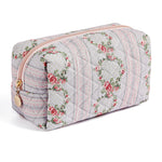 MAYCREATE® Makeup Bag Travel Cosmetic Bag for Women Girls, Zipper Make Up Pouch, Floral Flowers Toiletry Organizer, Portable Cosmetics Travel Cloth Storage Bag (Blue)