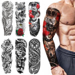 MAYCREATE Temporary Tattoos for Arm and Leg with 6 Sheets 48×17 cm Waterproof Stickers | Men and Women Party Body Art