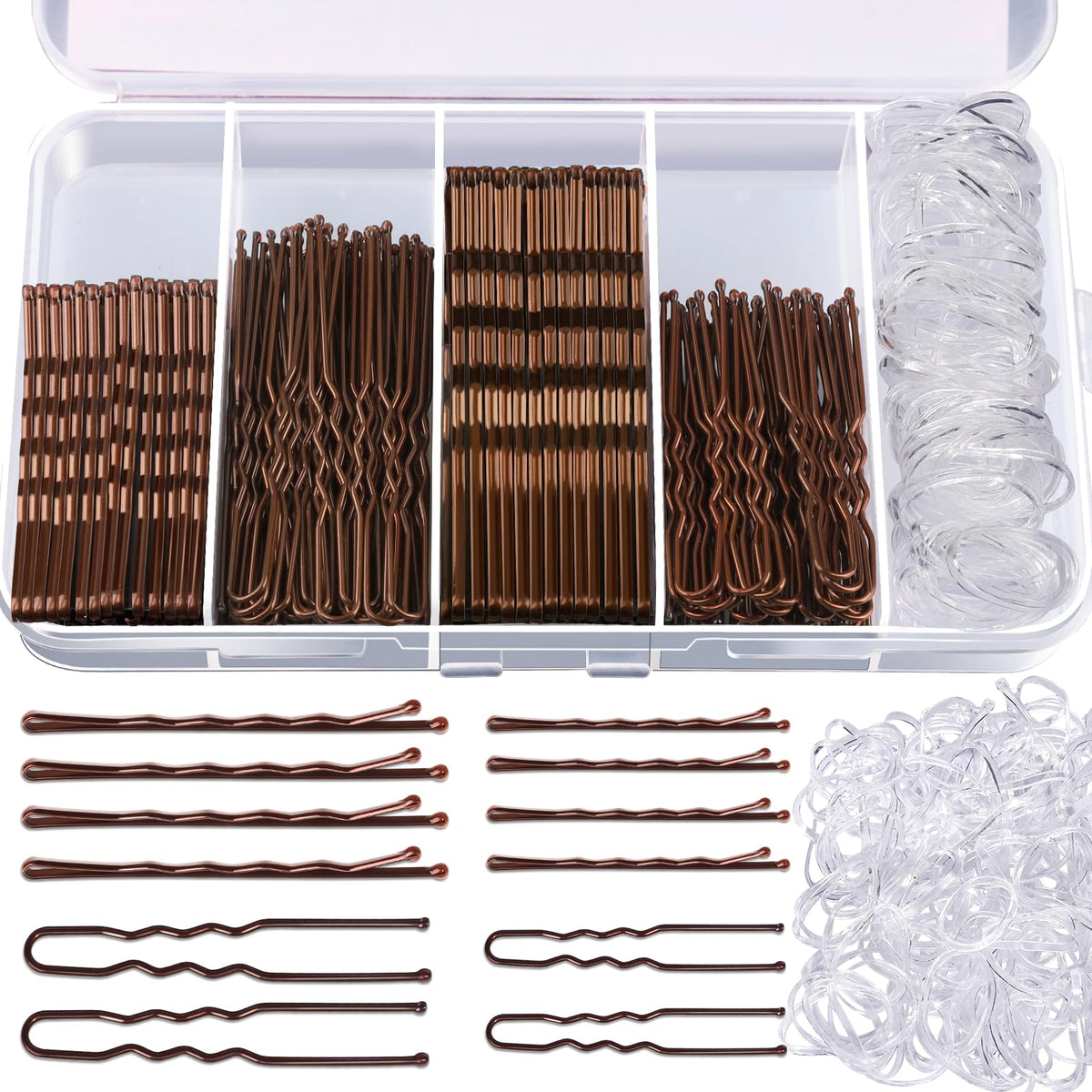 MAYCREATE® 300pcs Hair Pins Kit, 100 Brown and 100 Women Hair Pins