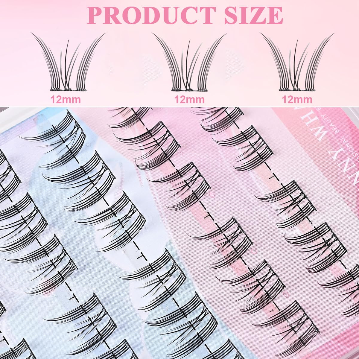 MAYCREATE False Eyelashes for DIY Lash Extension featuring Pre Glued 3D Clusters | Natural Fiber for Sensitive Eyes