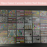 MAYCREATE Cartoon Rabbit Nail Art Stickers for DIY Kids Manicure with 30 Sheets | 3D Self-Adhesive Safe Decals