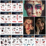 MAYCREATE Halloween Temporary Face Tattoos for Adults with 10 Sheets | Easy Water Application