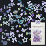 MAYCREATE 3D Mix Flower Nail Charms for DIY Manicure with Acrylic Rhinestones and Pearls | Purple