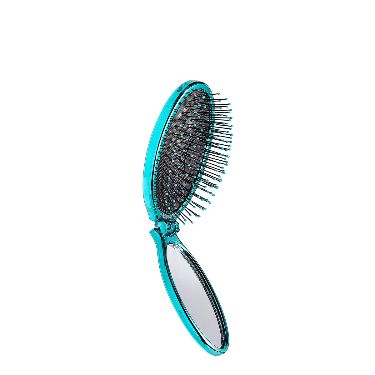 MAYCREATE 3 in 1 Pocket Comb with Mirror for Travel featuring Air Cushion Paddle Brush | Silver Mango Design