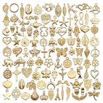 MAYCREATE Metal 100Pcs Gold Alloy Charms For Jewellery Making Pendants Bulk Lots Antique Mixed Diy Necklace Bracelets Charms Pendants Kit For Jewelry Making And Crafting Supplies