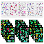 MAYCREATE Glow in the Dark Temporary Tattoos for Kids with 40 Sheets & 199 Designs | Waterproof Party Stickers for Boys and Girls