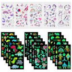 MAYCREATE Waterproof Cartoon Temporary Tattoo Stickers 20 Sheets with Glow Effect for Kids | Unicorn Mermaid Dinosaur Party Gift