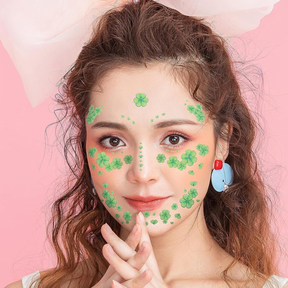 MAYCREATE 12 Sheets Glitter Face Temporary Tattoo for Women Girls, Charming Decals Flowers Face Arm Body Makeup Stickers, Waterproof Butterfly Fake Tattoos for Party, Halloween