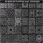 MAYCREATE Nail Art Stickers for Manicure Decoration featuring 30 Sheets 3D Self Adhesive White Flowers | Ideal for Women and Girls
