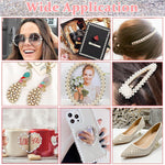 MAYCREATE Pearl Stickers for DIY Crafts and Makeup featuring 1980pcs Self-Adhesive White Faux Pearls
