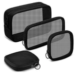 MAYCREATE Makeup Organizer Bag Set for Travel and Toiletries with 4 Mesh Zipper Pouches Black
