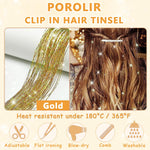 MAYCREATE Hair Tinsel Extensions for Parties and Festivals with Clip-On Design 6pcs 20inch Silver