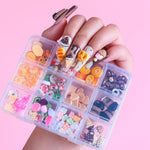 MAYCREATE® 3D Cartoon Nail Charms 12-Style Kawaii Sweetly Stylish Nail Art Charms DIY Nail Art Supplies Charms Craft Charms, with Storage Box