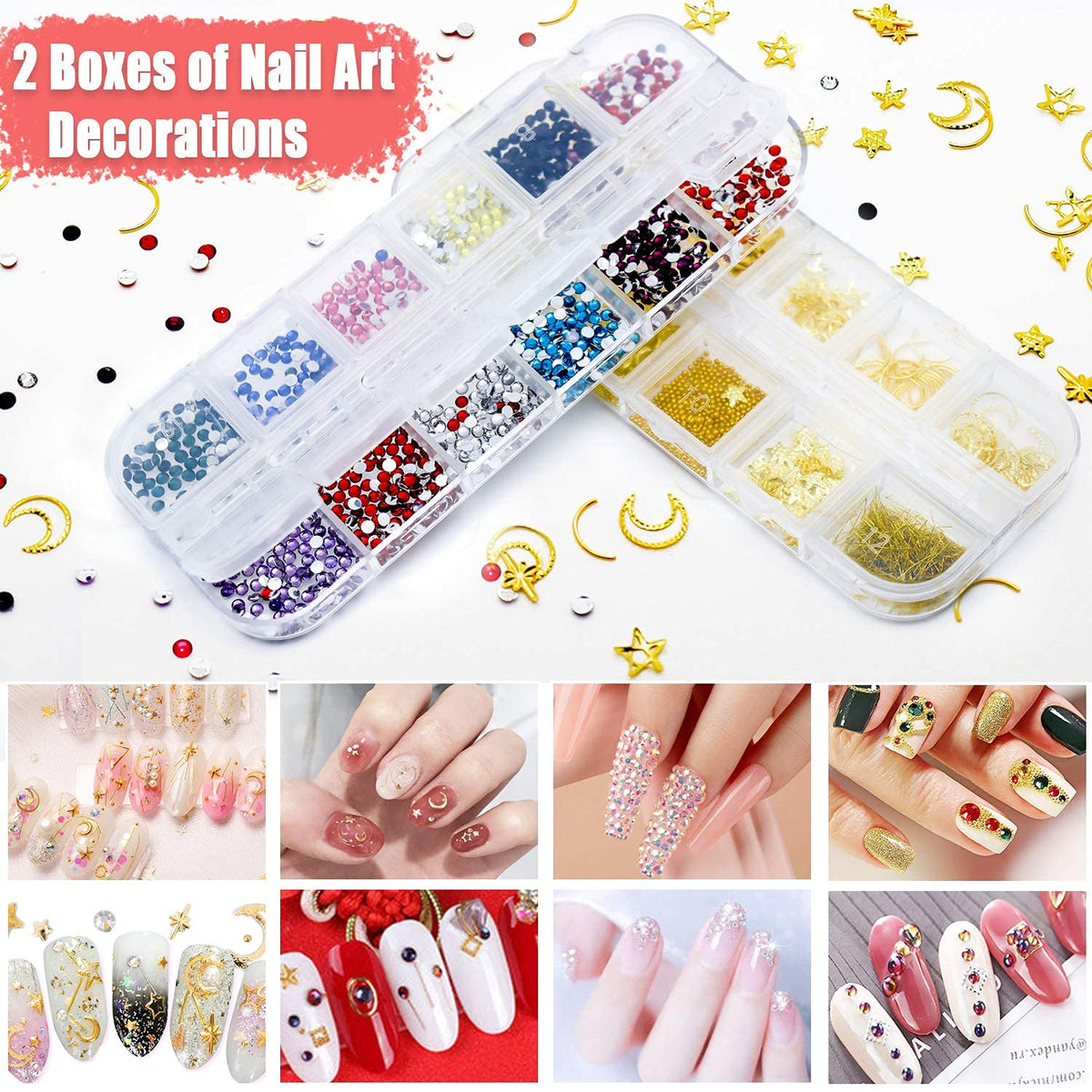 MAYCREATE 3D Nail Art Stamping Kit, 3D Nail Art Tools with Pen & Brush Painting Polish Design Kit Nail Art Stickers Nail Foil Tape Strips and Nails Art Rhinestones