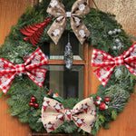 MAYCREATE Christmas Ribbon Set for Gift Wrapping and DIY Crafts featuring 3 Rolls 2.5 in x 5 yd Wired Fabric | Snowflake Santa Snowman Designs